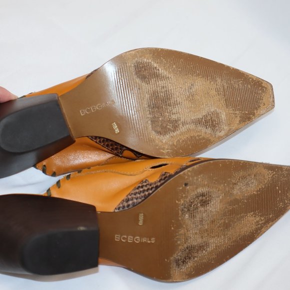 Pikolinos BCBGirls Taupe Leather Pointed Slip On Cowboy Mules Women's Size 10 - Picture 7 of 12